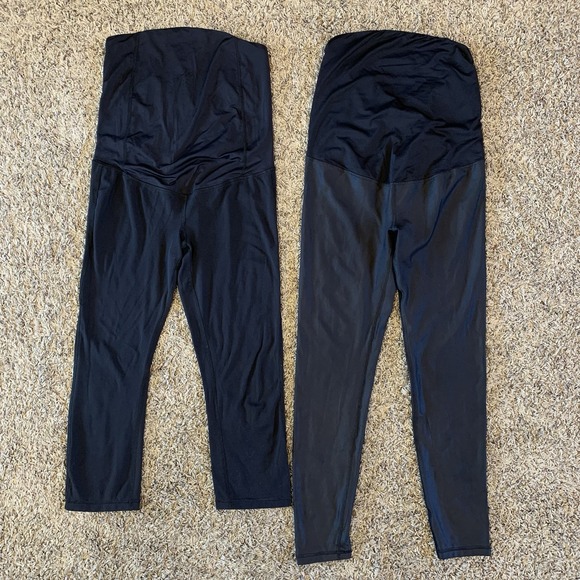 Isabel Maternity Leggings Lot Of 2 Womens Small Black Crossover Back - Picture 1 of 11
